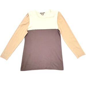 Per Se by Carlisle Cream/Brown Colorblock Sweater Size XL MSRP $325